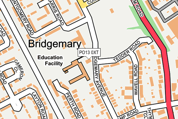 PO13 0XT map - OS OpenMap – Local (Ordnance Survey)
