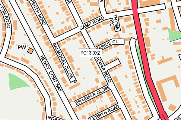 PO13 0XZ map - OS OpenMap – Local (Ordnance Survey)