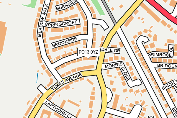 PO13 0YZ map - OS OpenMap – Local (Ordnance Survey)