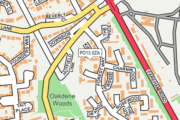 PO13 0ZA map - OS OpenMap – Local (Ordnance Survey)