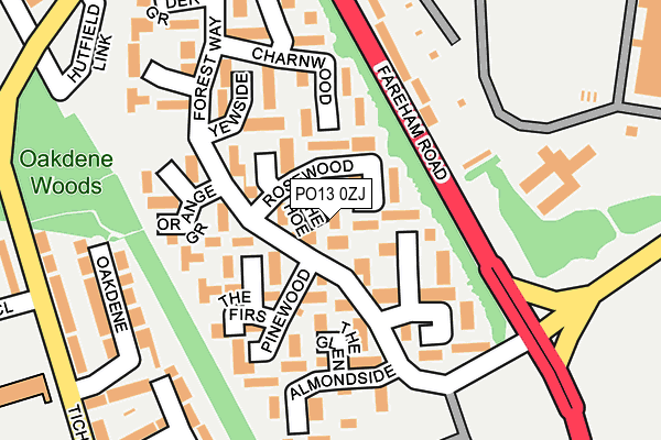 PO13 0ZJ map - OS OpenMap – Local (Ordnance Survey)