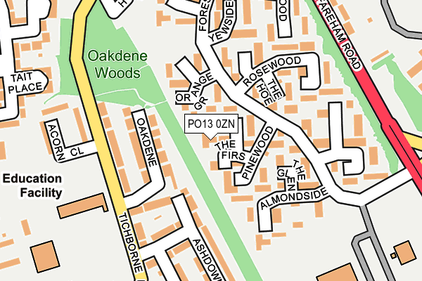 PO13 0ZN map - OS OpenMap – Local (Ordnance Survey)