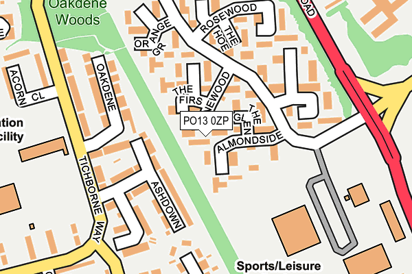 PO13 0ZP map - OS OpenMap – Local (Ordnance Survey)