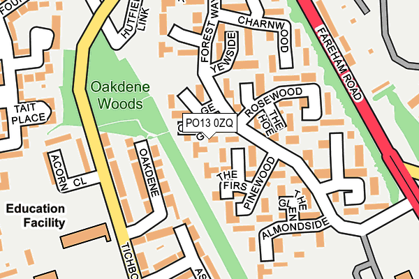 PO13 0ZQ map - OS OpenMap – Local (Ordnance Survey)