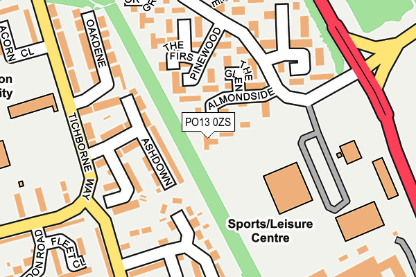 PO13 0ZS map - OS OpenMap – Local (Ordnance Survey)