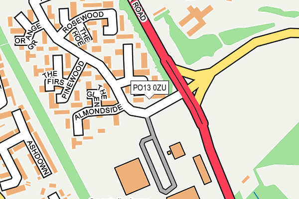 PO13 0ZU map - OS OpenMap – Local (Ordnance Survey)