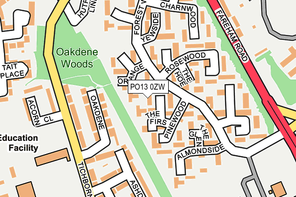 PO13 0ZW map - OS OpenMap – Local (Ordnance Survey)