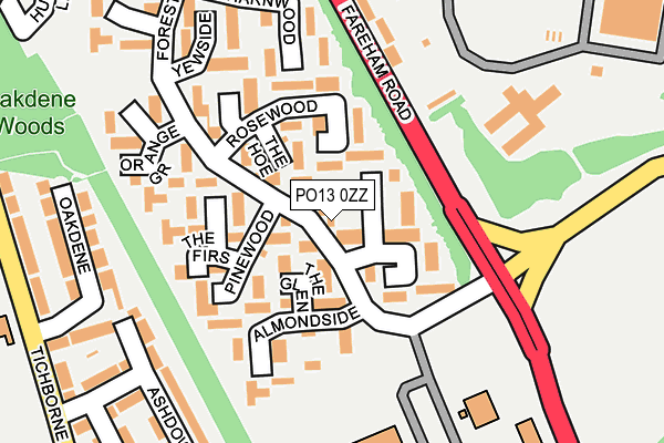 PO13 0ZZ map - OS OpenMap – Local (Ordnance Survey)