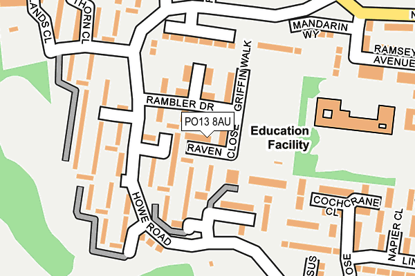 PO13 8AU map - OS OpenMap – Local (Ordnance Survey)