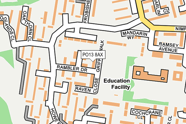 PO13 8AX map - OS OpenMap – Local (Ordnance Survey)