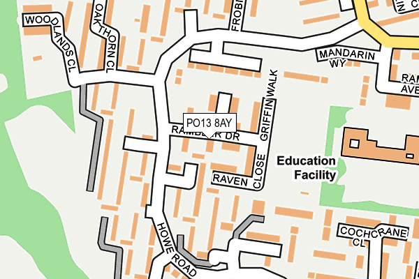 PO13 8AY map - OS OpenMap – Local (Ordnance Survey)