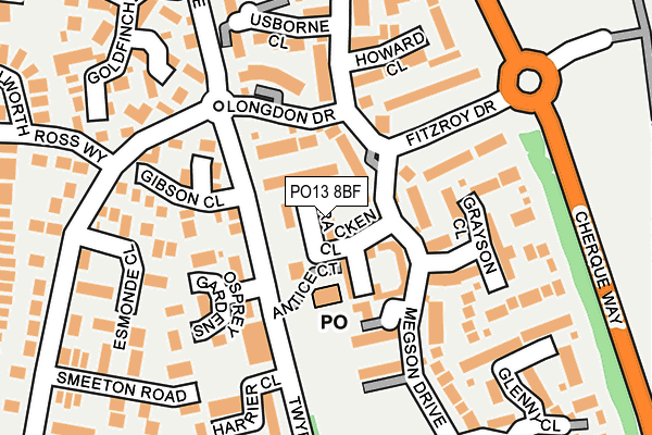 PO13 8BF map - OS OpenMap – Local (Ordnance Survey)