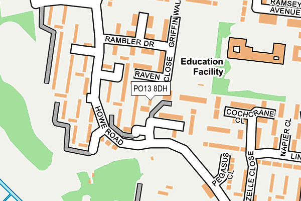 PO13 8DH map - OS OpenMap – Local (Ordnance Survey)