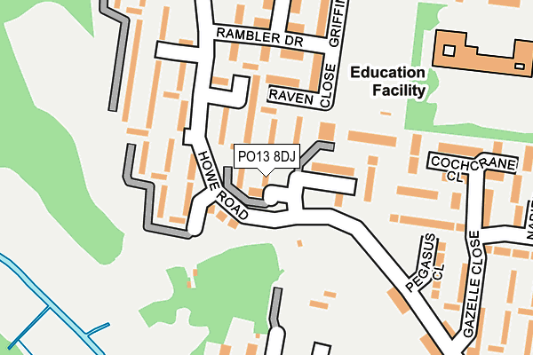PO13 8DJ map - OS OpenMap – Local (Ordnance Survey)
