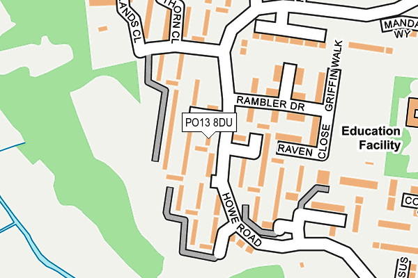 PO13 8DU map - OS OpenMap – Local (Ordnance Survey)