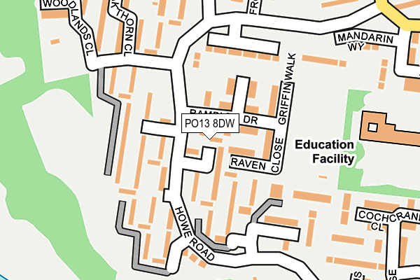 PO13 8DW map - OS OpenMap – Local (Ordnance Survey)