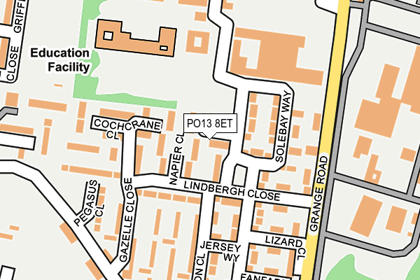 PO13 8ET map - OS OpenMap – Local (Ordnance Survey)