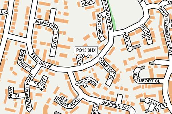 PO13 8HX map - OS OpenMap – Local (Ordnance Survey)