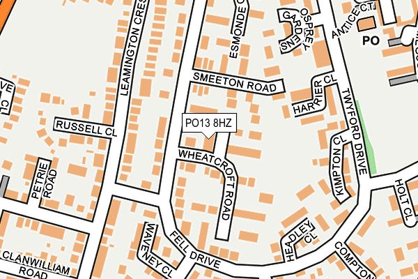 PO13 8HZ map - OS OpenMap – Local (Ordnance Survey)