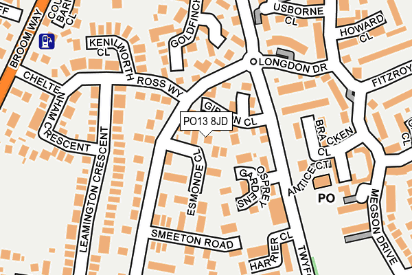 PO13 8JD map - OS OpenMap – Local (Ordnance Survey)