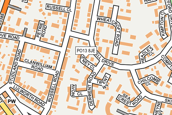 PO13 8JE map - OS OpenMap – Local (Ordnance Survey)