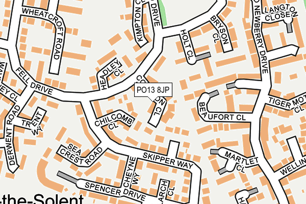 PO13 8JP map - OS OpenMap – Local (Ordnance Survey)