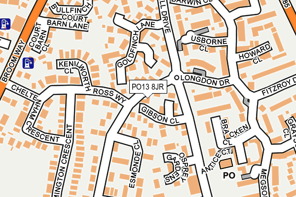 PO13 8JR map - OS OpenMap – Local (Ordnance Survey)