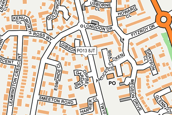 PO13 8JT map - OS OpenMap – Local (Ordnance Survey)