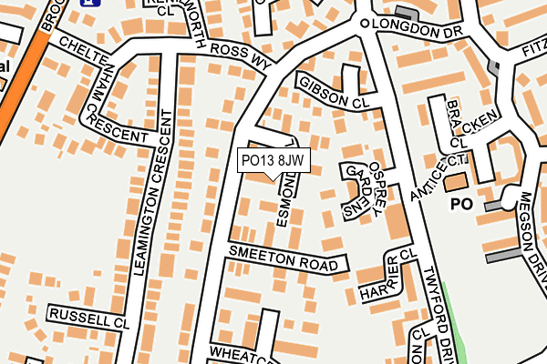 PO13 8JW map - OS OpenMap – Local (Ordnance Survey)