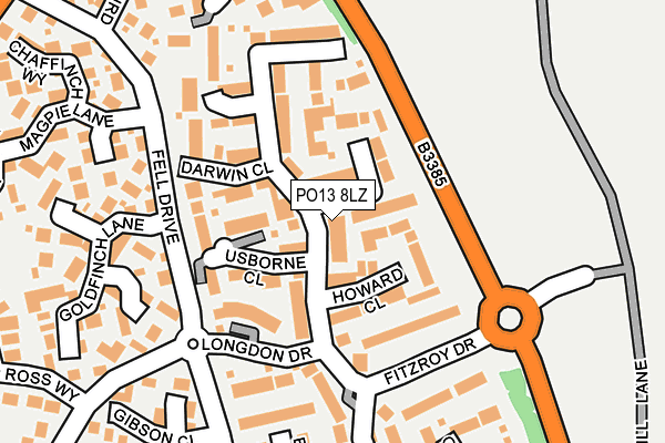 PO13 8LZ map - OS OpenMap – Local (Ordnance Survey)