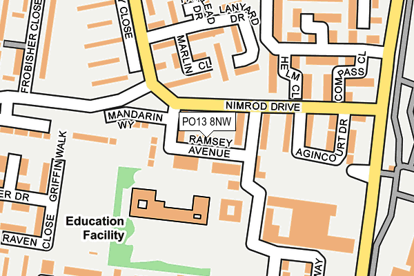 PO13 8NW map - OS OpenMap – Local (Ordnance Survey)