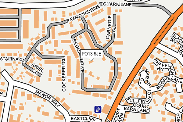 PO13 9JE map - OS OpenMap – Local (Ordnance Survey)