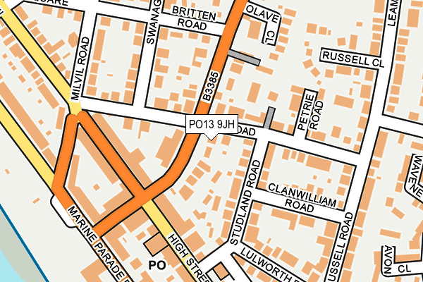 PO13 9JH map - OS OpenMap – Local (Ordnance Survey)