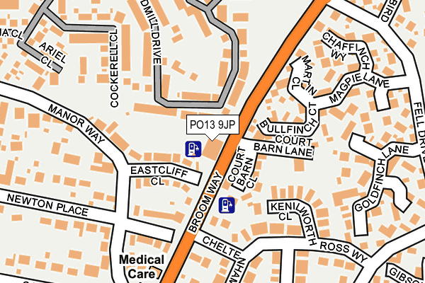 PO13 9JP map - OS OpenMap – Local (Ordnance Survey)