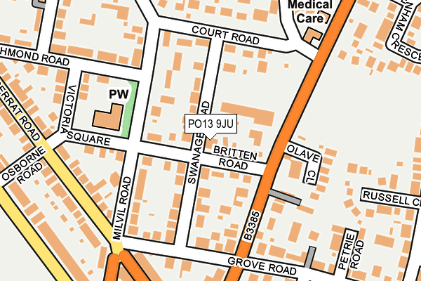 PO13 9JU map - OS OpenMap – Local (Ordnance Survey)