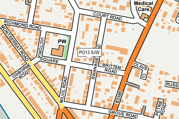 PO13 9JW map - OS OpenMap – Local (Ordnance Survey)