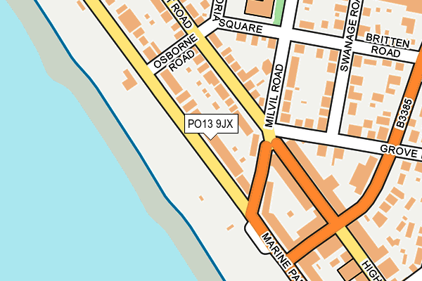 PO13 9JX map - OS OpenMap – Local (Ordnance Survey)