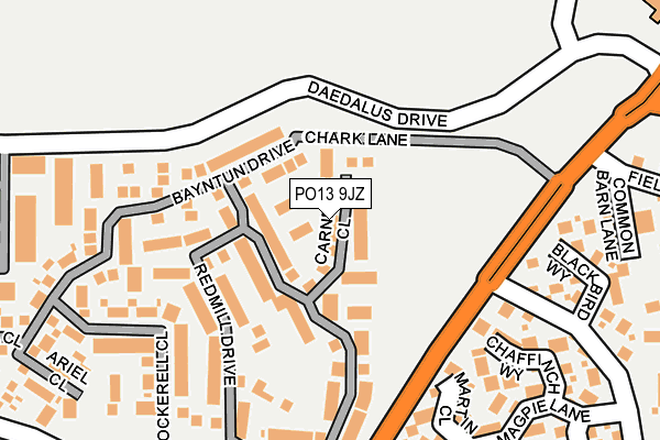 PO13 9JZ map - OS OpenMap – Local (Ordnance Survey)