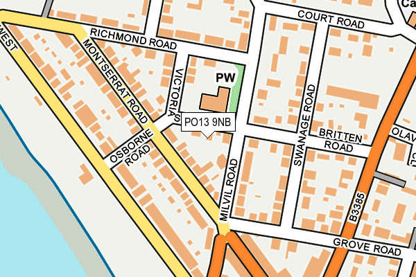 PO13 9NB map - OS OpenMap – Local (Ordnance Survey)