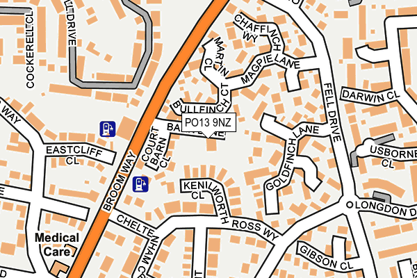 PO13 9NZ map - OS OpenMap – Local (Ordnance Survey)