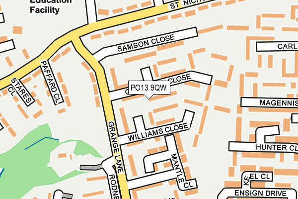PO13 9QW map - OS OpenMap – Local (Ordnance Survey)