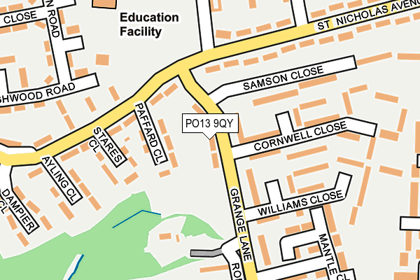 PO13 9QY map - OS OpenMap – Local (Ordnance Survey)