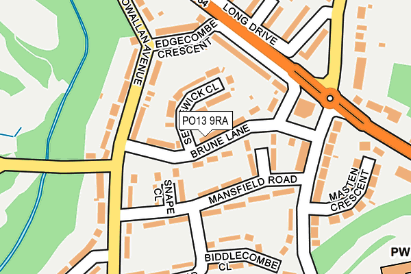 PO13 9RA map - OS OpenMap – Local (Ordnance Survey)