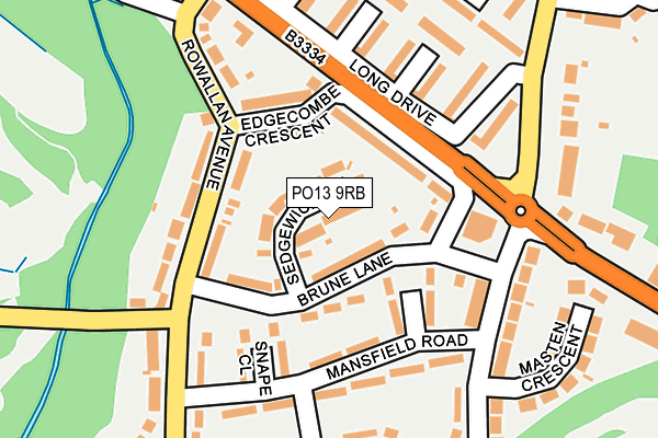 PO13 9RB map - OS OpenMap – Local (Ordnance Survey)