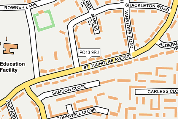 PO13 9RJ map - OS OpenMap – Local (Ordnance Survey)