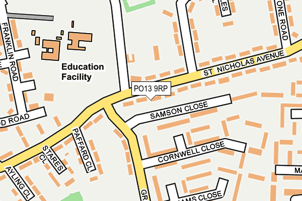 PO13 9RP map - OS OpenMap – Local (Ordnance Survey)