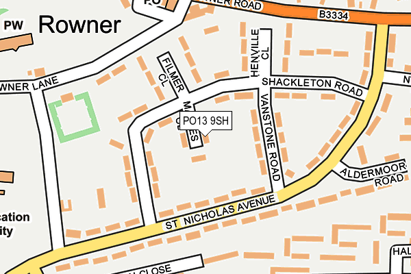 PO13 9SH map - OS OpenMap – Local (Ordnance Survey)