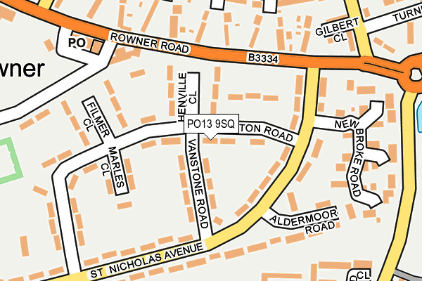 PO13 9SQ map - OS OpenMap – Local (Ordnance Survey)