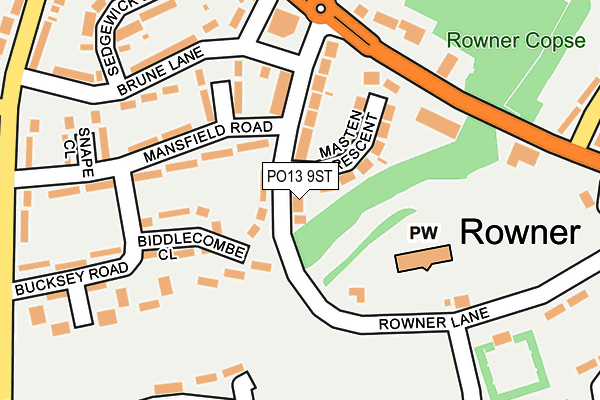 PO13 9ST map - OS OpenMap – Local (Ordnance Survey)