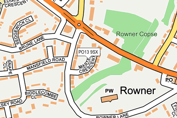 PO13 9SX map - OS OpenMap – Local (Ordnance Survey)